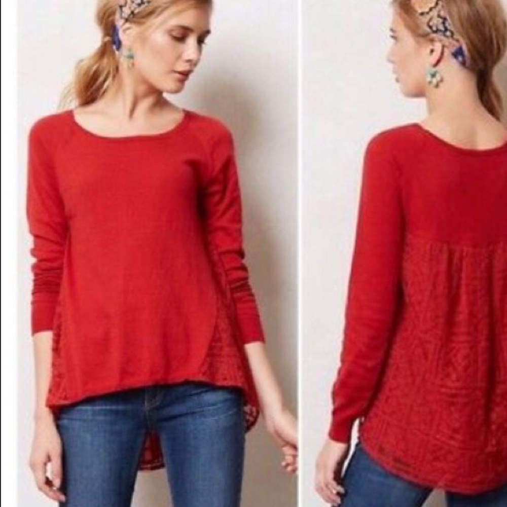 ANTHROPOLOGIE- yellow bird “Avery” lace sweater size medium